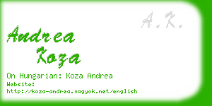 andrea koza business card